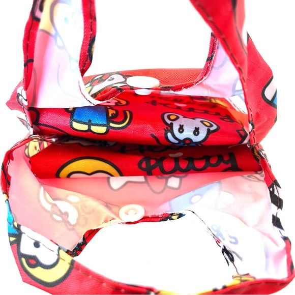 Cute Hello Kitty Red Reusable Foldable Grocery Shopping Bag with Case Bag NWOT - Picture 3 of 3